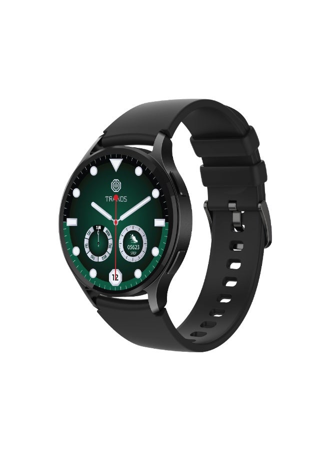 Trands SW120 Smart Watch with 1.43" AMOLED Display, Bluetooth Calling, IP67 Waterproof, Fitness & Health Tracker, Heart Rate & SpO2 Monitor - Black